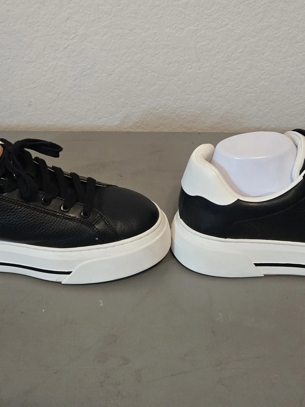 Tory Burch Black and White Logo Platform Sneakers